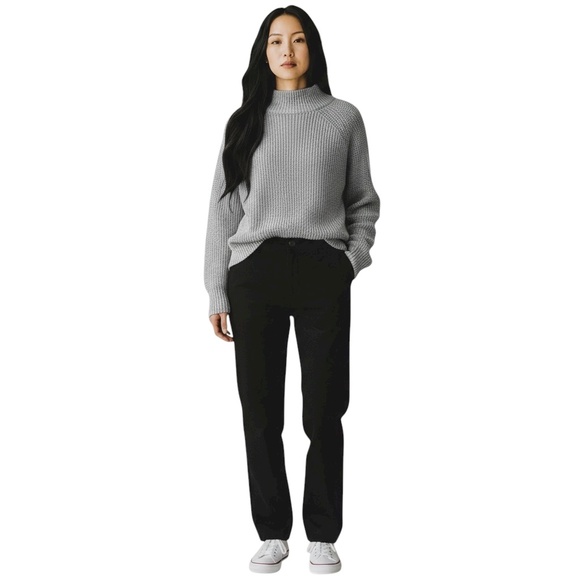 Eileen Fisher Funnel Neck Sweater Womens M Organic Cotton Gray Oversized - Picture 1 of 16